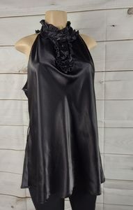 Torrid  Black Satin Sleeveless Halter Blouse Top ,size 2